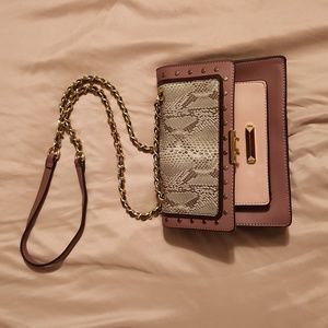 BCBG pink snake skin bag